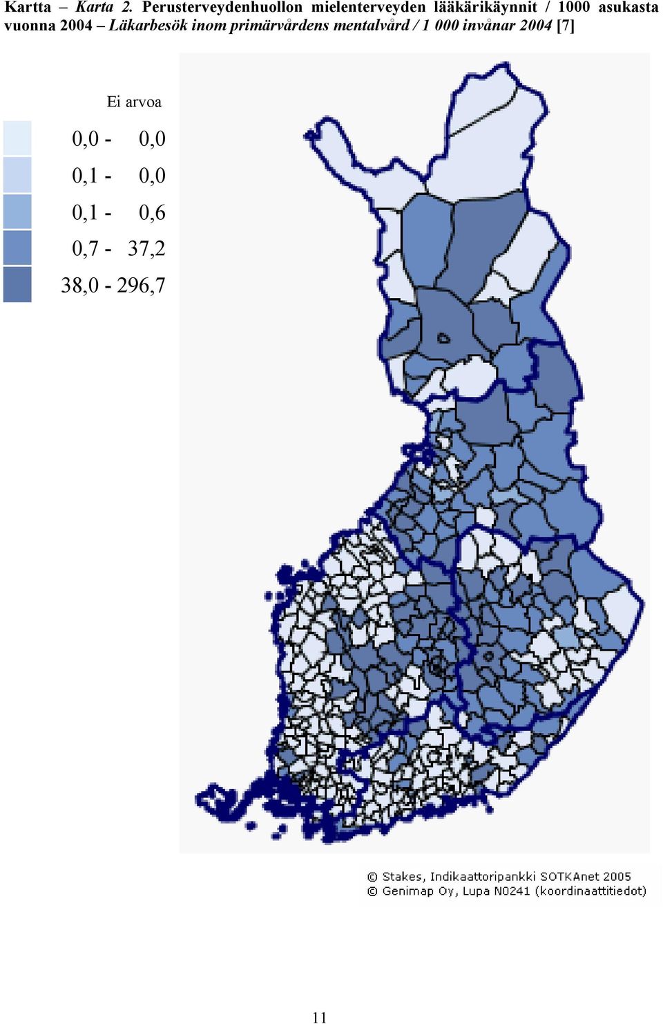 1000 asukasta vuonna 2004 Läkarbesök inom