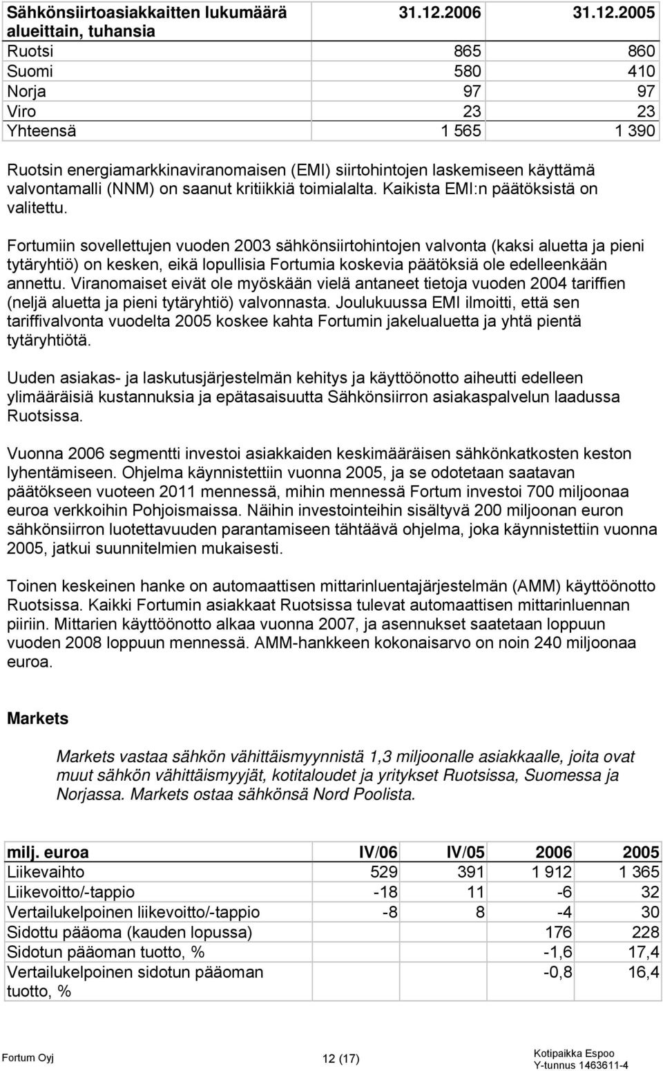 2005 alueittain, tuhansia Ruotsi 865 860 Suomi 580 410 Norja 97 97 Viro 23 23 Yhteensä 1 565 1 390 Ruotsin energiamarkkinaviranomaisen (EMI) siirtohintojen laskemiseen käyttämä valvontamalli (NNM) on
