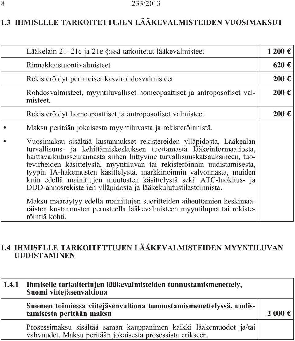 Rohdosvalmisteet, myyntiluvalliset homeopaattiset ja antroposofiset valmisteet. Rekisteröidyt homeopaattiset ja antroposofiset valmisteet Maksu peritään jokaisesta myyntiluvasta ja rekisteröinnistä.