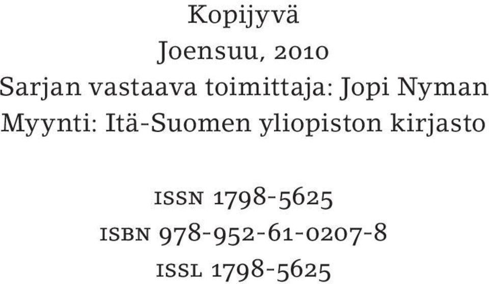 Itä-Suomen yliopiston kirjasto issn