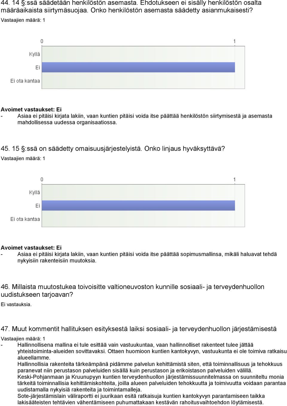 Onko linjaus hyväksyttävä? - Asiaa ei pitäisi kirjata lakiin, vaan kuntien pitäisi voida itse päättää sopimusmallinsa, mikäli haluavat tehdä nykyisiin rakenteisiin muutoksia. 46.