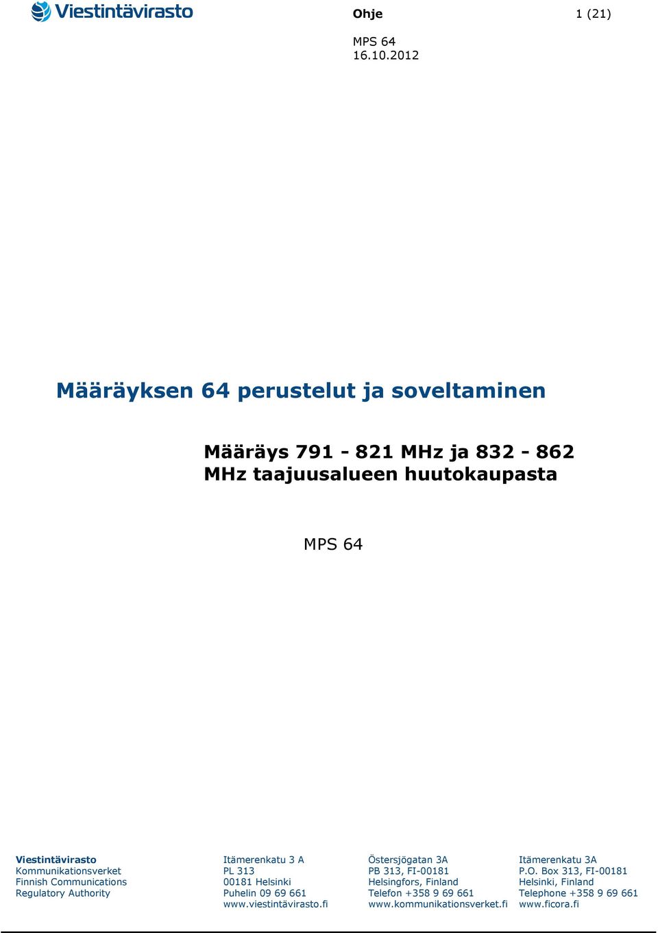 Määräys 791-821 MHz ja