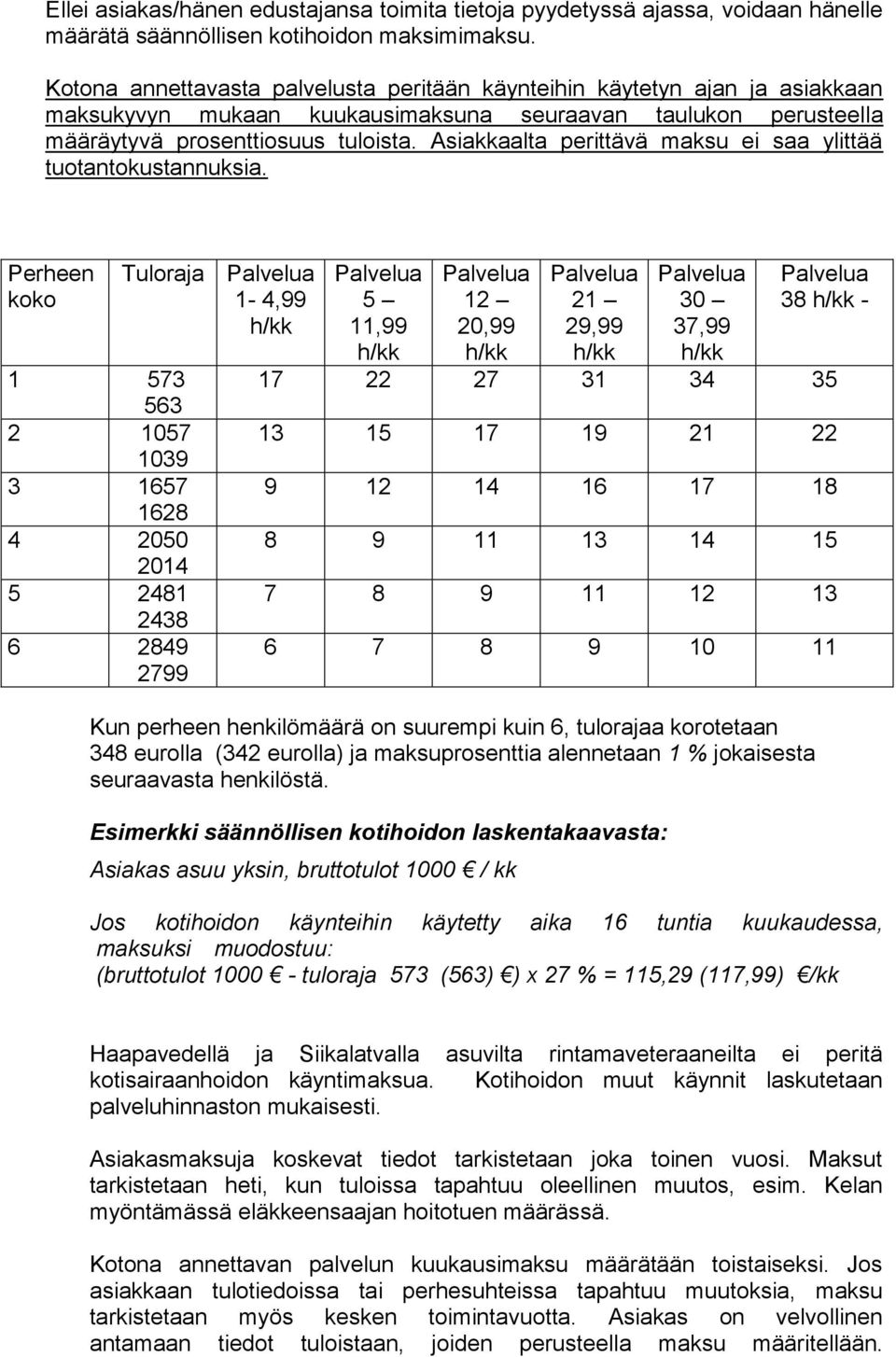 Asiakkaalta perittävä maksu ei saa ylittää tuotantokustannuksia.