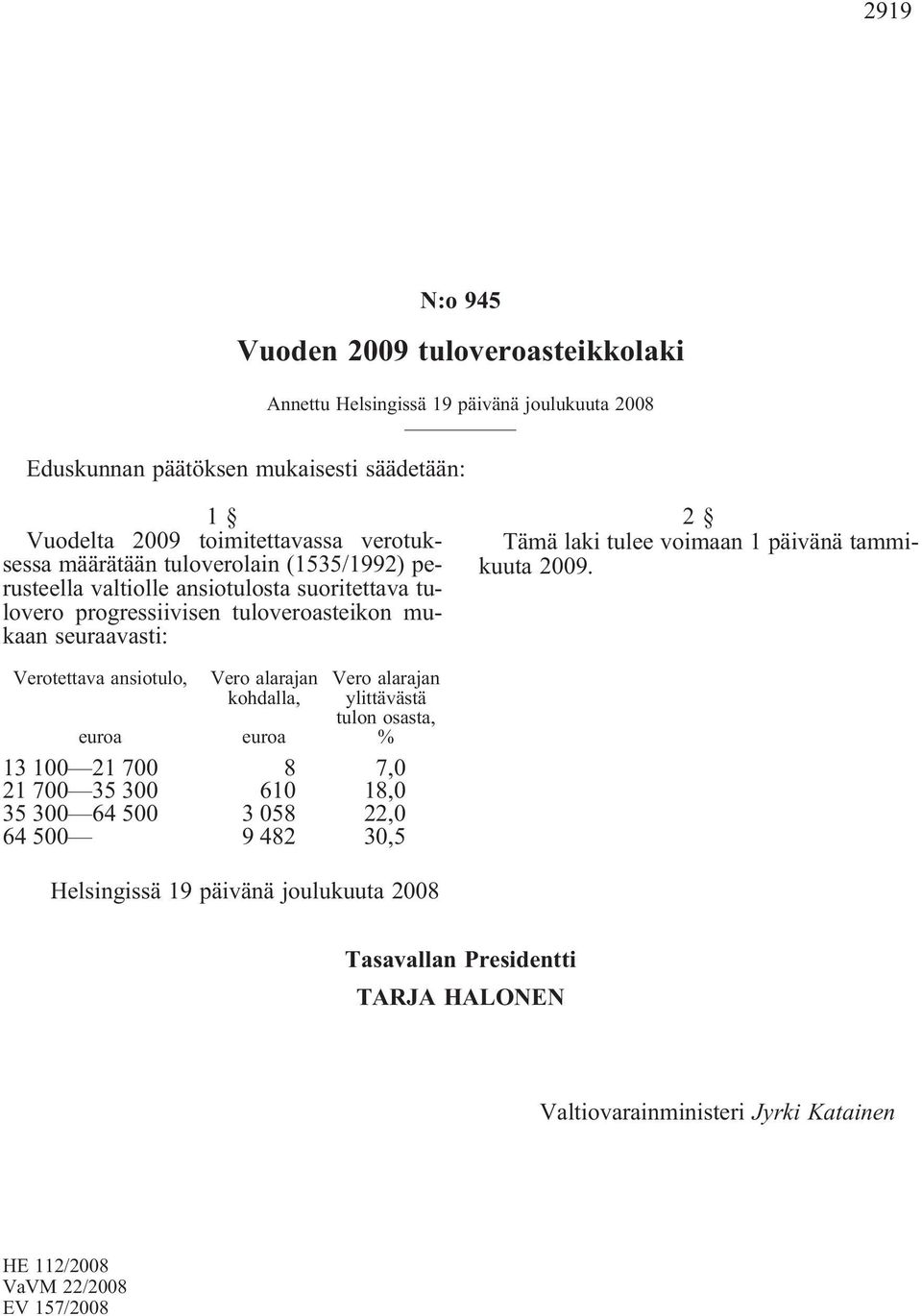 voimaan 1 päivänä tammikuuta 2009.