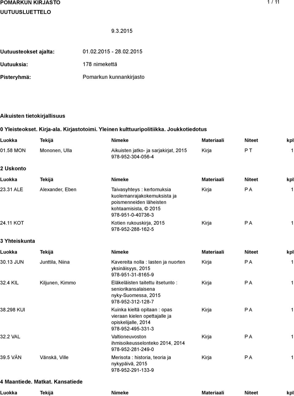 3 ALE Alexander, Eben Taivasyhteys : kertomuksia kuolemanrajakokemuksista ja poismenneiden läheisten kohtaamisista, 205 978-95-0-40736-3 24.