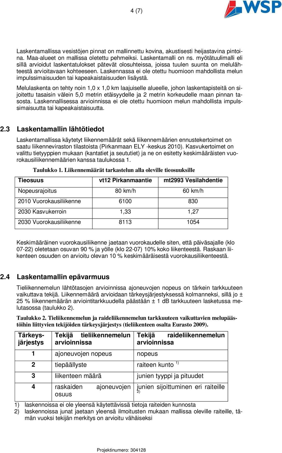 Laskennassa ei ole otettu huomioon mahdollista melun impulssimaisuuden tai kapeakaistaisuuden lisäystä.