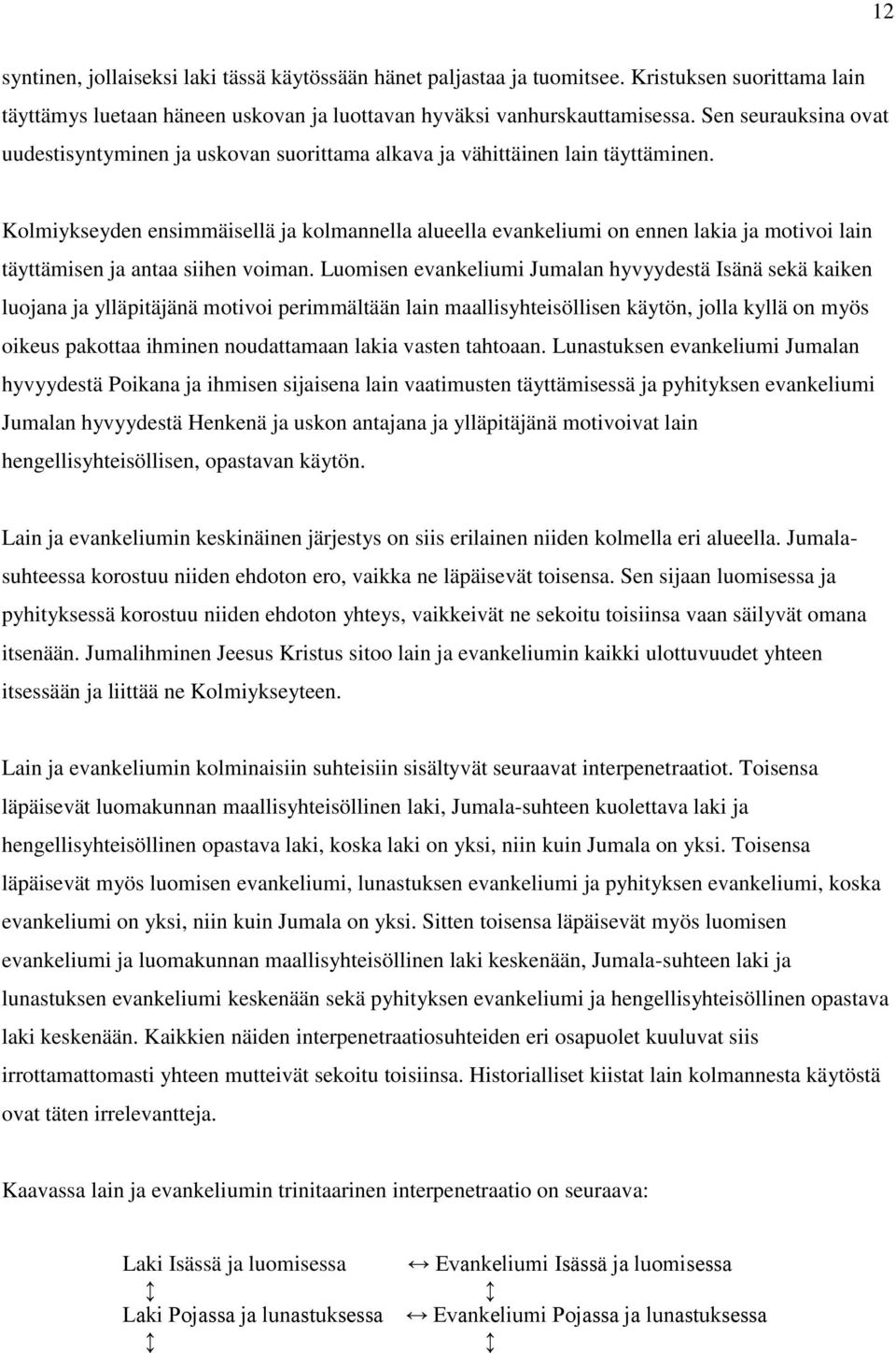 Kolmiykseyden ensimmäisellä ja kolmannella alueella evankeliumi on ennen lakia ja motivoi lain täyttämisen ja antaa siihen voiman.
