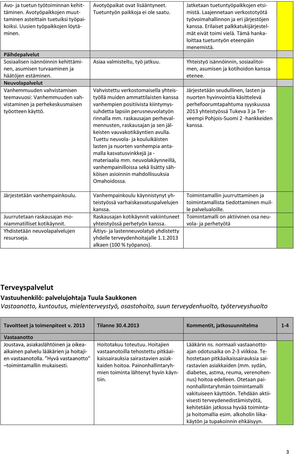 Neuvolapalvelut Vanhemmuuden vahvistamisen teemavuosi: Vanhemmuuden vahvistaminen ja perhekeskusmaisen työotteen käyttö. Järjestetään vanhempainkoulu.