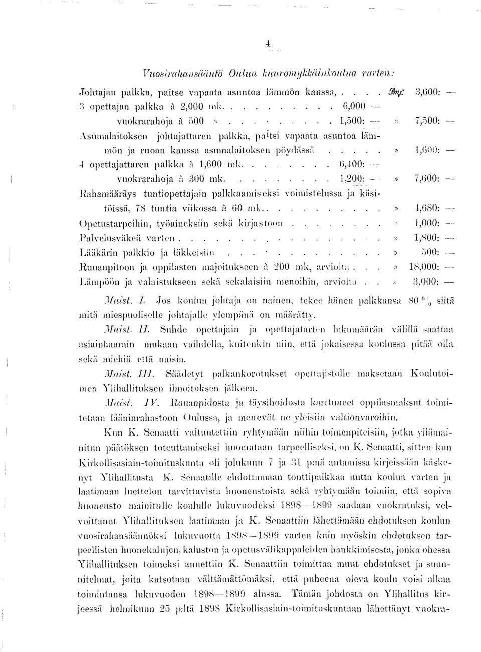 ..» 1,000: 4 opettajattaren palkka à 1,600 mk... 0,400: vuokrarahoja ä 300 mk 1,200: -» 7,000: Rahamääräys tuntiopettajani palkkaamiseksi voimistelussa ja käsitöissä, 7S tuutia viikossa à 00 mk.