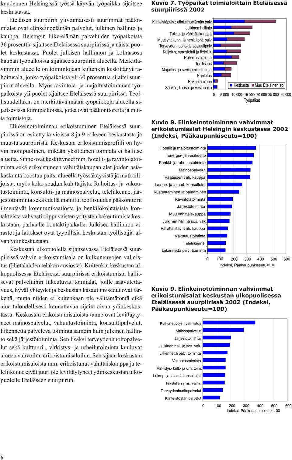 Puolet julkisen hallinnon ja kolmasosa kaupan työpaikoista sijaitsee suurpiirin alueella.