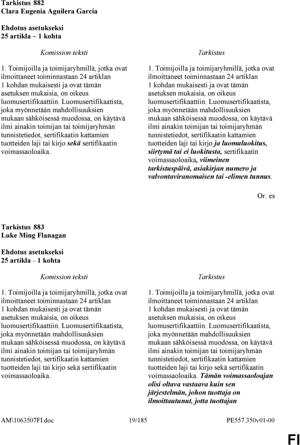 Luomusertifikaatista, joka myönnetään mahdollisuuksien mukaan sähköisessä muodossa, on käytävä ilmi ainakin toimijan tai toimijaryhmän tunnistetiedot, sertifikaatin kattamien tuotteiden laji tai