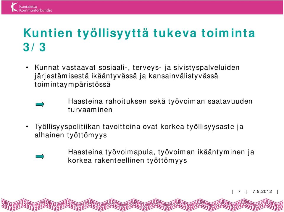 työvoiman saatavuuden turvaaminen Työllisyyspolitiikan tavoitteina ovat korkea työllisyysaste ja