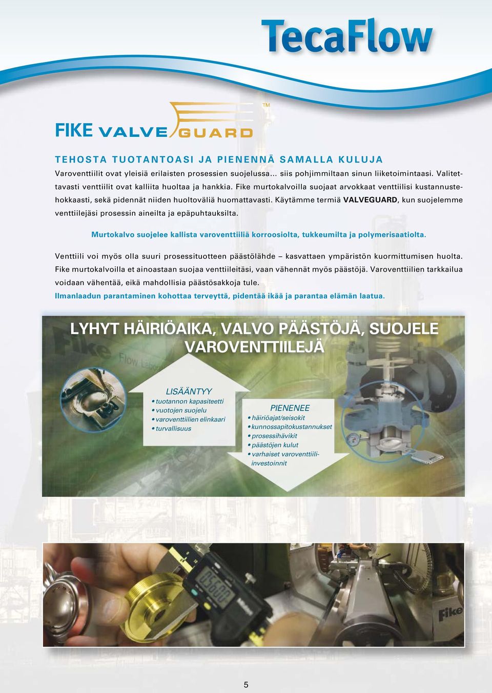 Käytämme termiä VALVEGUARD, kun suojelemme venttiilejäsi prosessin aineilta ja epäpuhtauksilta. Murtokalvo suojelee kallista varoventtiiliä korroosiolta, tukkeumilta ja polymerisaatiolta.