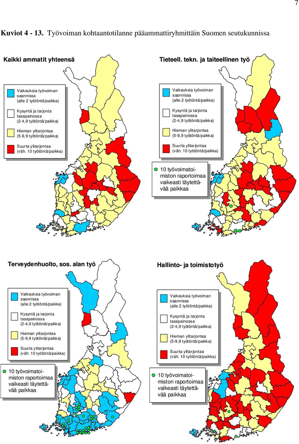 Suomen seutukunnissa Kaikki ammatit yhteensä