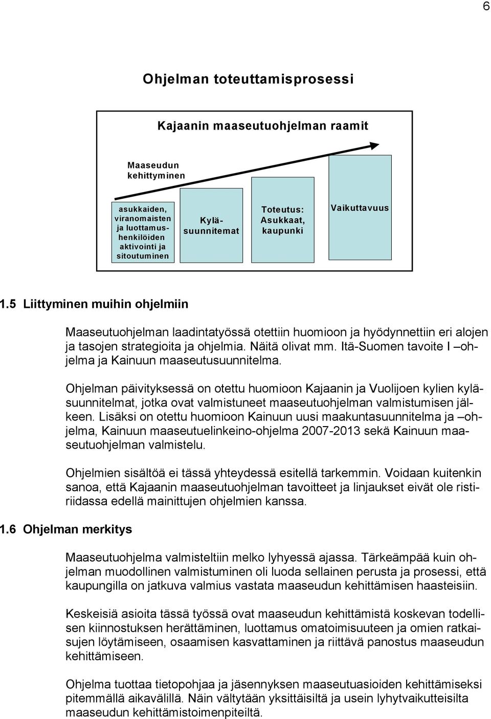 Itä-Suomen tavoite I ohjelma ja Kainuun maaseutusuunnitelma.