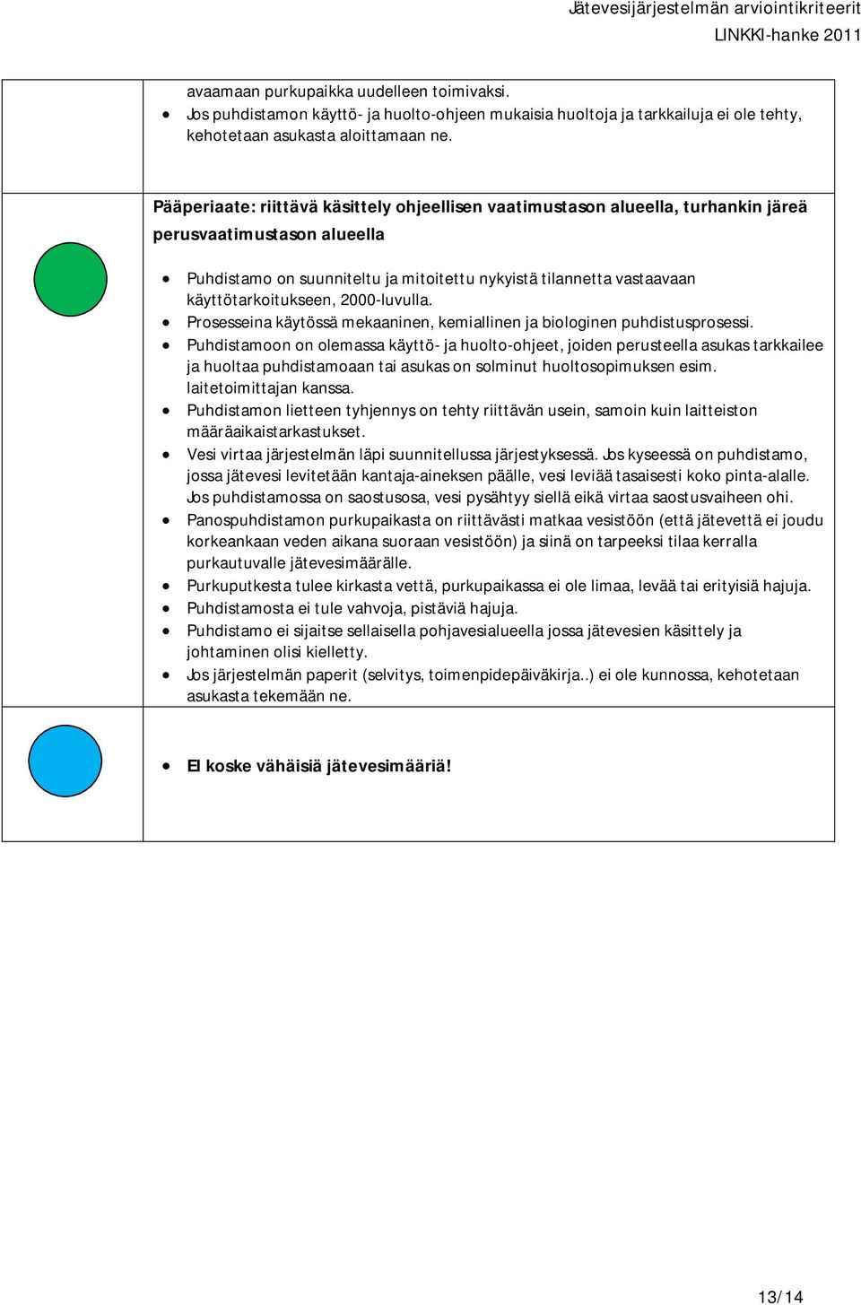 käyttötarkoitukseen, 2000-luvulla. Prosesseina käytössä mekaaninen, kemiallinen ja biologinen puhdistusprosessi.