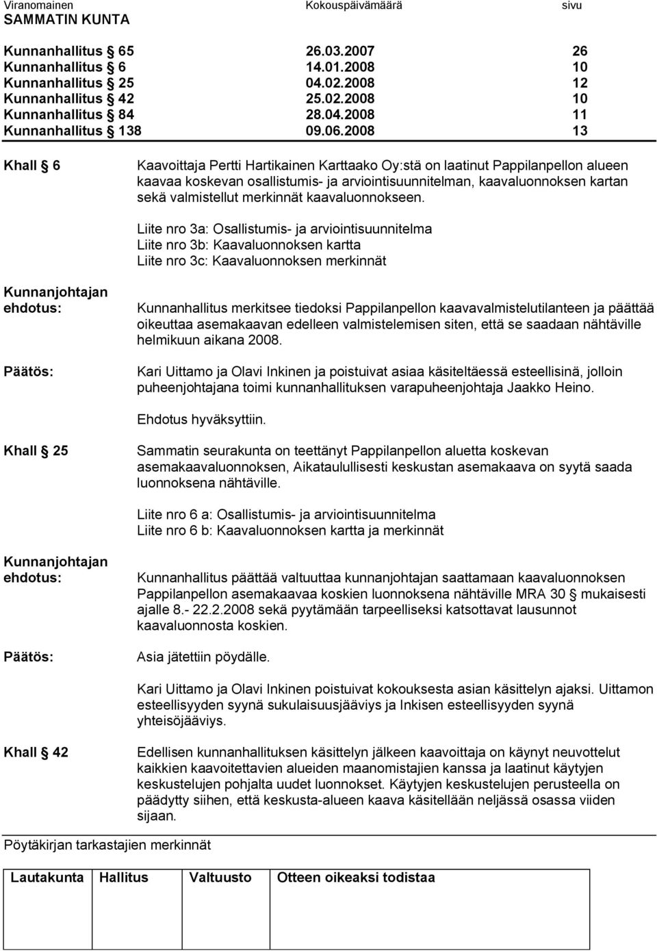 merkinnät kaavaluonnokseen.
