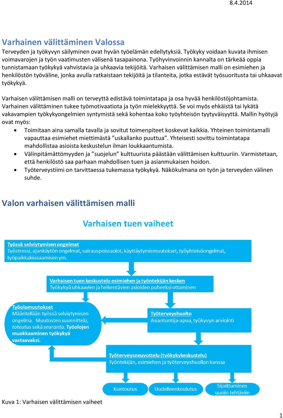 Varhaisen välittämisen malli on esimiehen ja henkilöstön työväline, jonka avulla ratkaistaan tekijöitä ja tilanteita, jotka estävät työsuoritusta tai uhkaavat työkykyä.