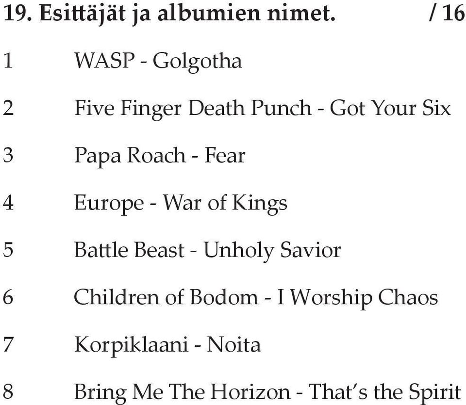 Papa Roach - Fear 4 Europe - War of Kings 5 Ba le Beast - Unholy