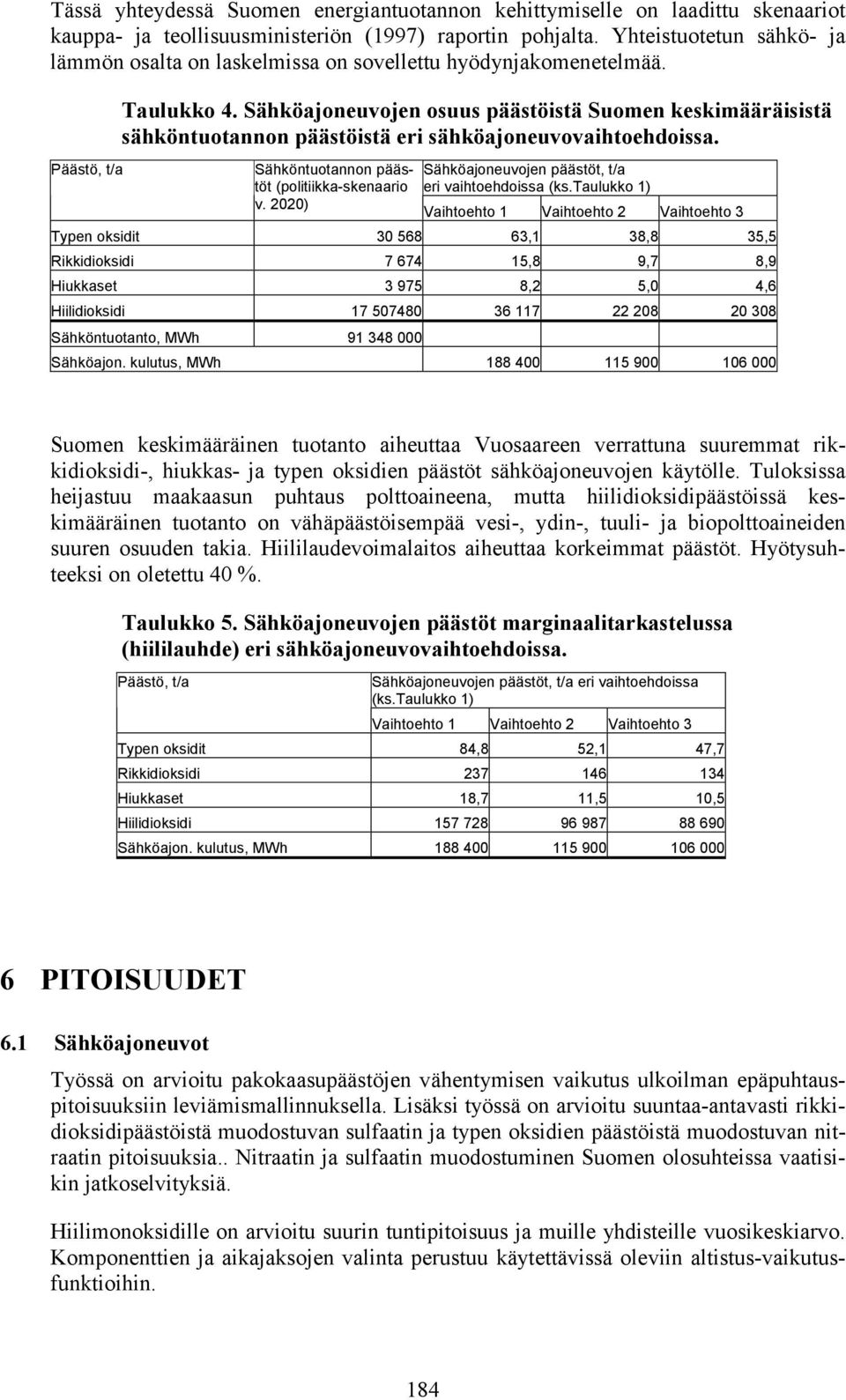 Sähköajoneuvojen osuus päästöistä Suomen keskimääräisistä sähköntuotannon päästöistä eri sähköajoneuvovaihtoehdoissa. Sähköntuotannon päästöt (politiikka-skenaario v.