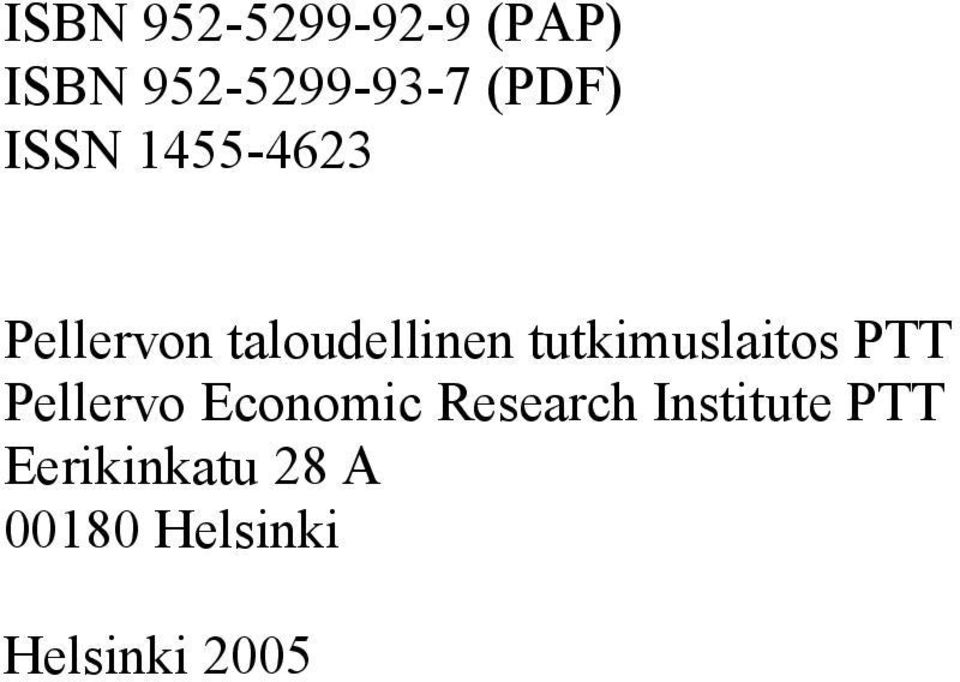 tutkimuslaitos PTT Pellervo Economic Research
