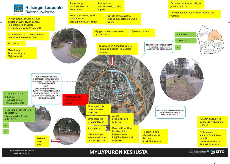 Jätepaperi ja pahvikeräys täytyy liian nopeasti. Kaikkien käytössä oleva ilmoitustaulu ostarin ja Siwan päähän. Myllypuron kaupunginosaan opastuskartta. Tuulimyllyntie 1.