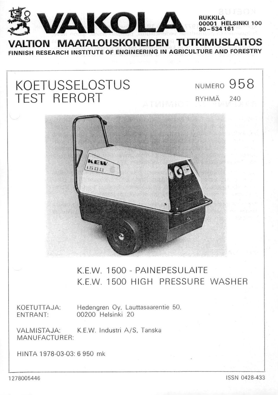 1500 - PAINEPESULAITE K.E.W.