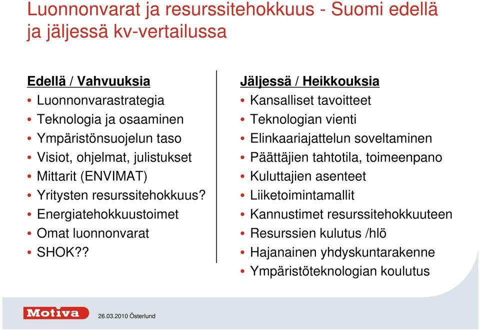 Energiatehokkuustoimet Omat luonnonvarat SHOK?