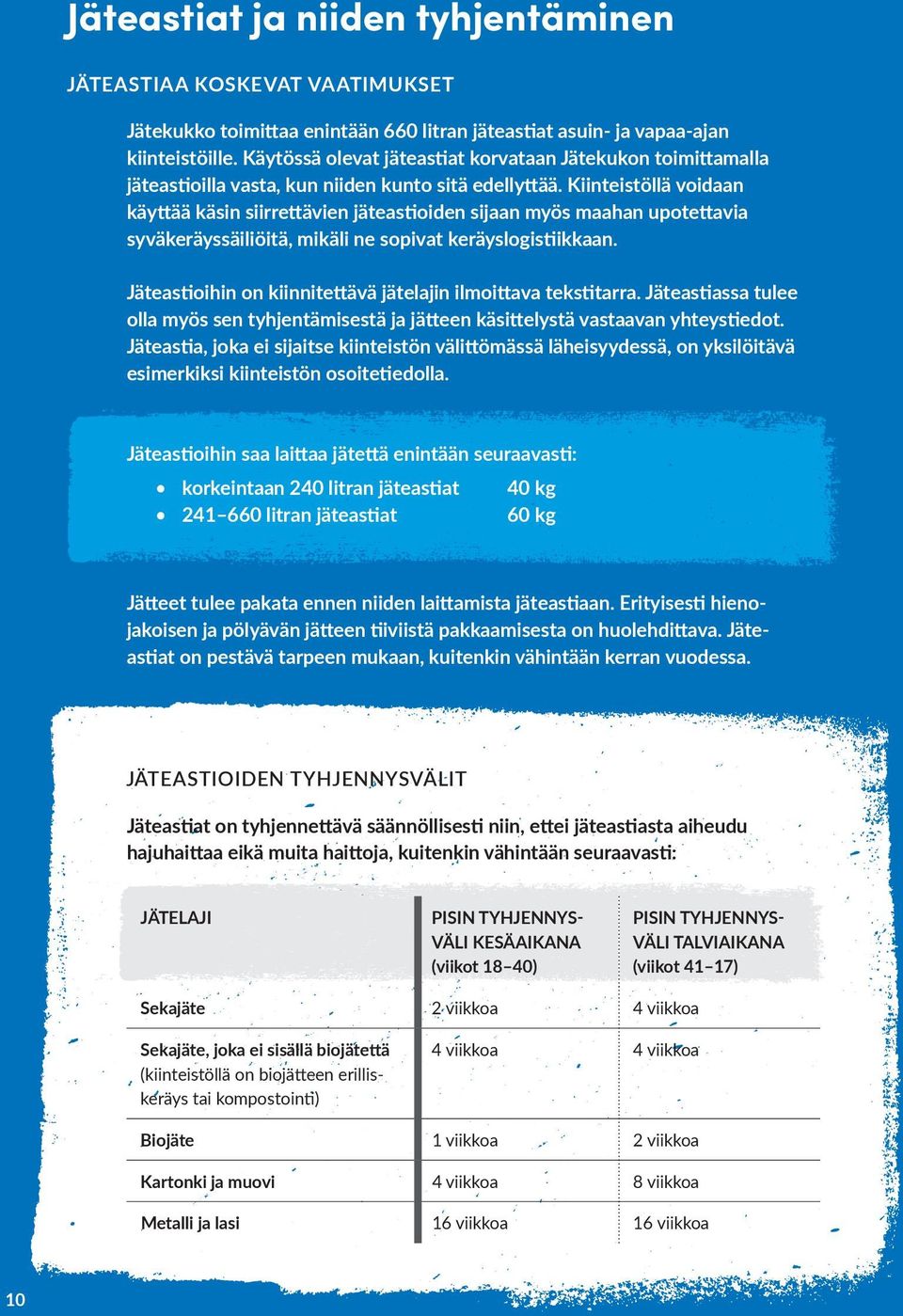 Kiinteistöllä voidaan käyttää käsin siirrettävien jäteastioiden sijaan myös maahan upotettavia syvä keräyssäiliöitä, mikäli ne sopivat keräyslogistiikkaan.