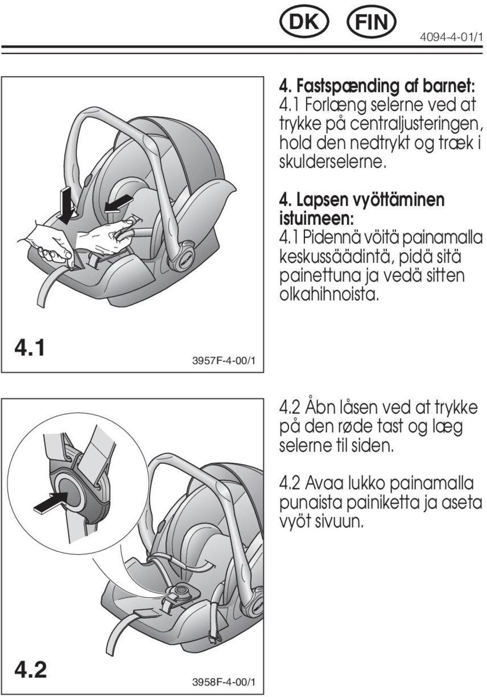 Lapsen vyöttäminen istuimeen: 4.