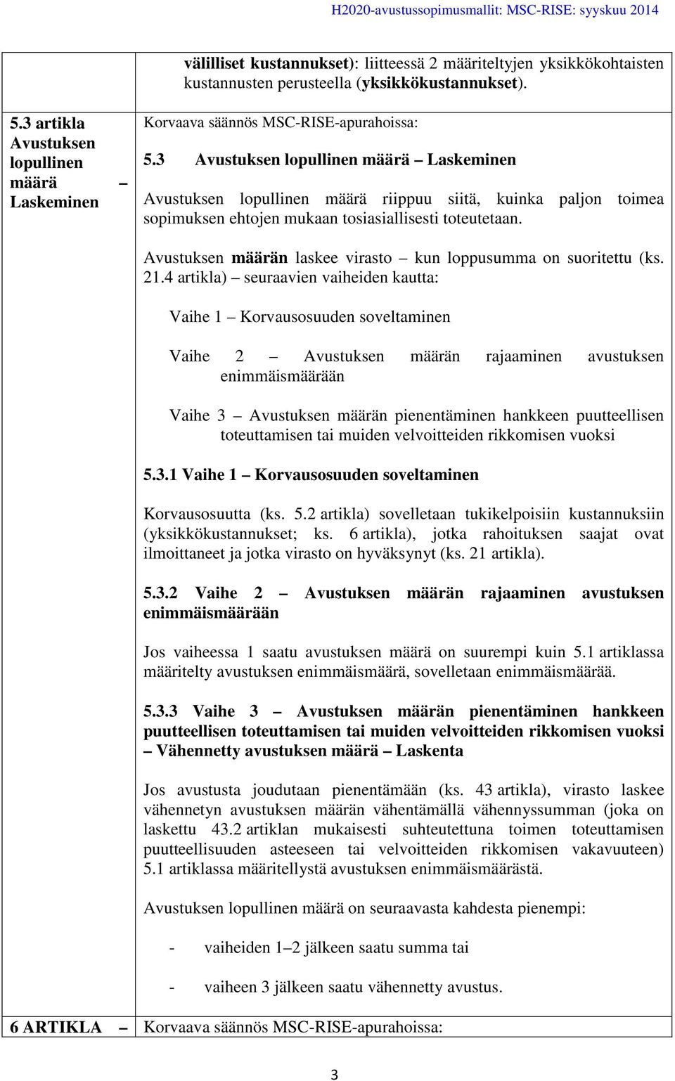 Avustuksen määrän laskee virasto kun loppusumma on suoritettu (ks. 21.