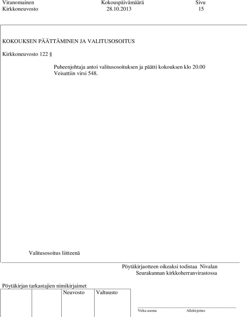 VALITUSOSOITUS Kirkkoneuvosto 122