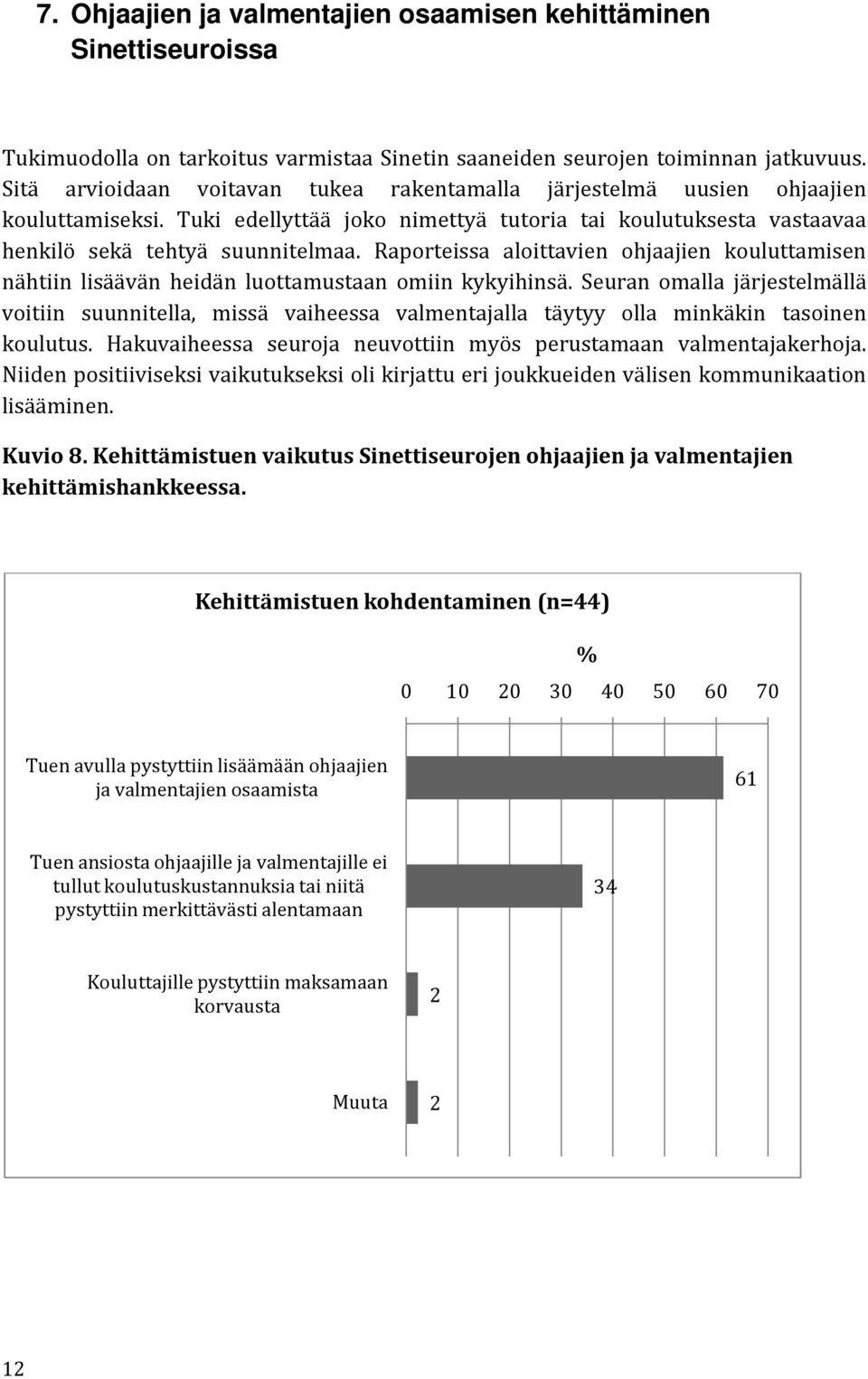 Raporteissa aloittavien ohjaajien kouluttamisen nähtiin lisäävän heidän luottamustaan omiin kykyihinsä.