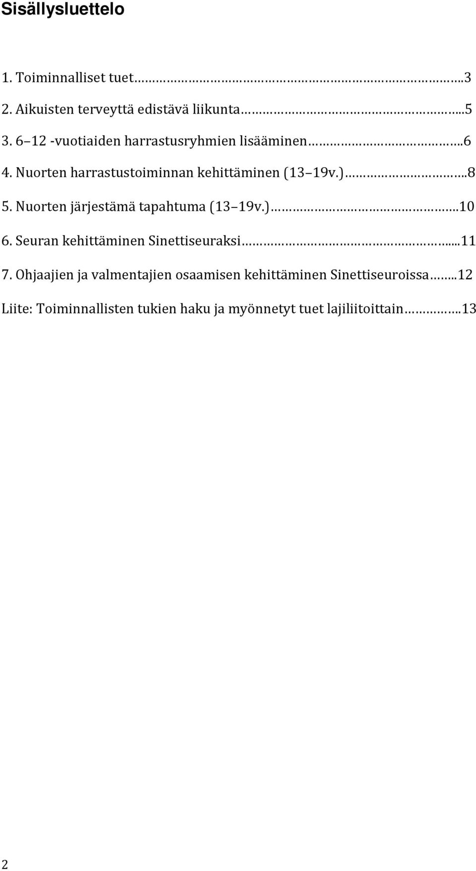 Nuorten järjestämä tapahtuma (13 19v.).10 6. Seuran kehittäminen Sinettiseuraksi...11 7.