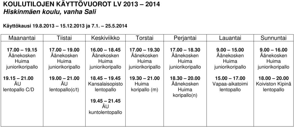 00 C/D 19.00 21.00 (c/t) 18.45 19.45 19.45 21.45 kunto 19.30 21.