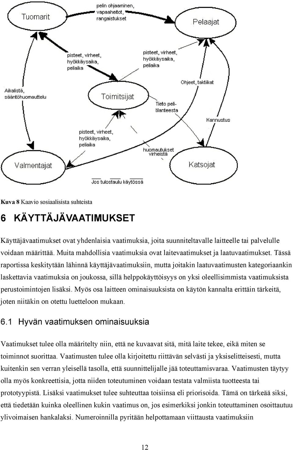 Tässä raportissa keskitytään lähinnä käyttäjävaatimuksiin, mutta joitakin laatuvaatimusten kategoriaankin laskettavia vaatimuksia on joukossa, sillä helppokäyttöisyys on yksi oleellisimmista