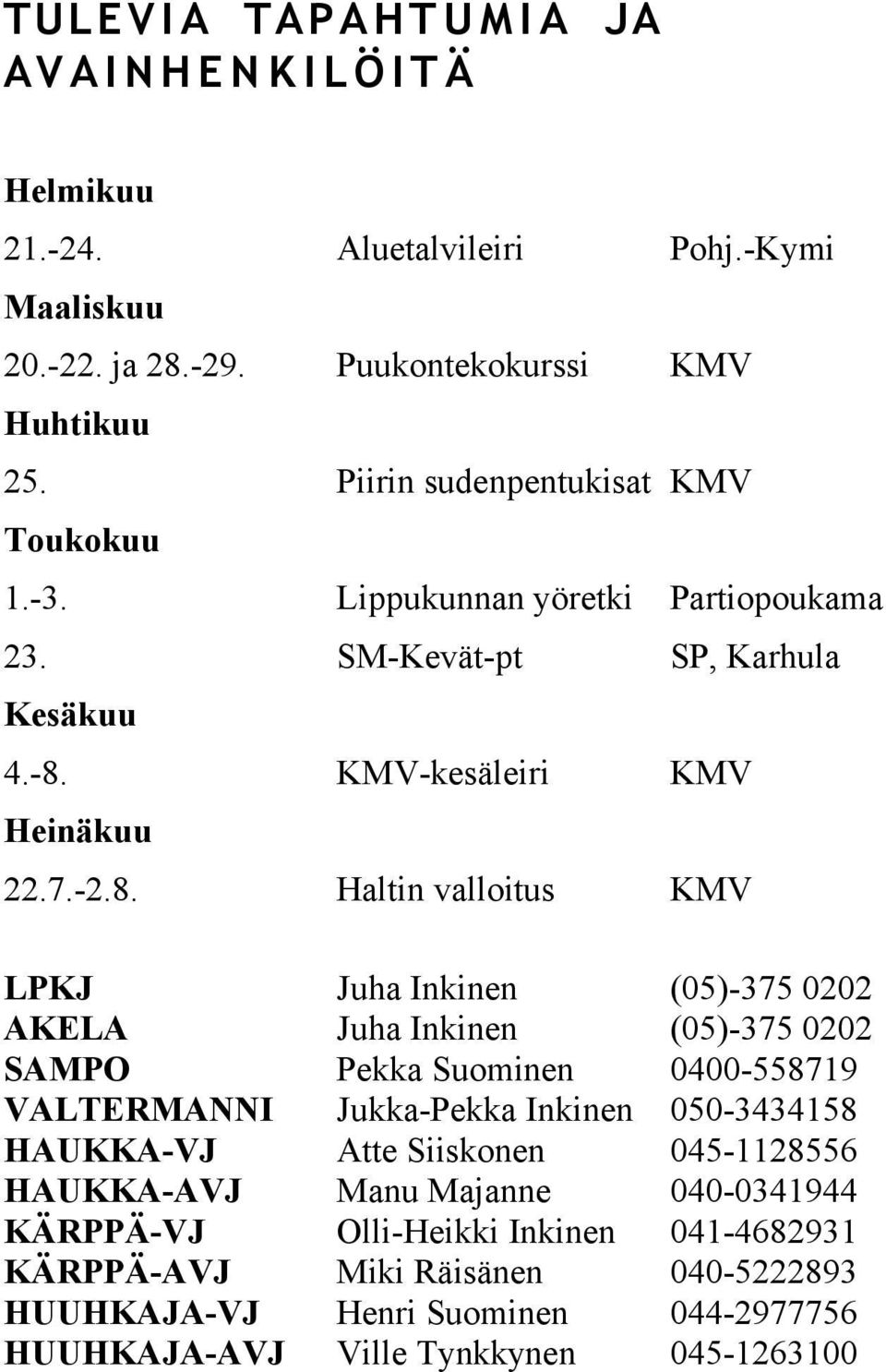 KMV-kesäleiri KMV Heinäkuu 22.7.-2.8.