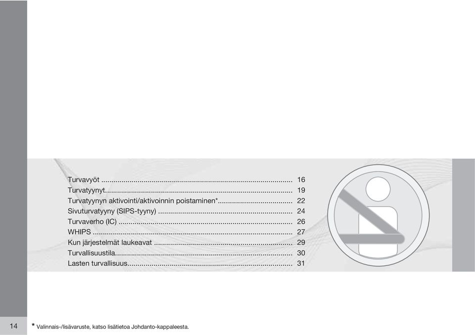 .. 22 Sivuturvatyyny (SIPS-tyyny)... 24 Turvaverho (IC)... 26 WHIPS.