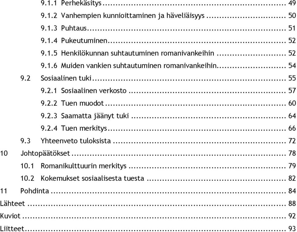 .. 60 9.2.3 Saamatta jäänyt tuki... 64 9.2.4 Tuen merkitys... 66 9.3 Yhteenveto tuloksista... 72 10 Johtopäätökset... 78 10.