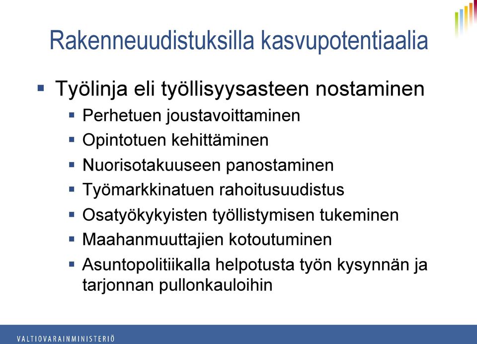 Työmarkkinatuen rahoitusuudistus Osatyökykyisten työllistymisen tukeminen