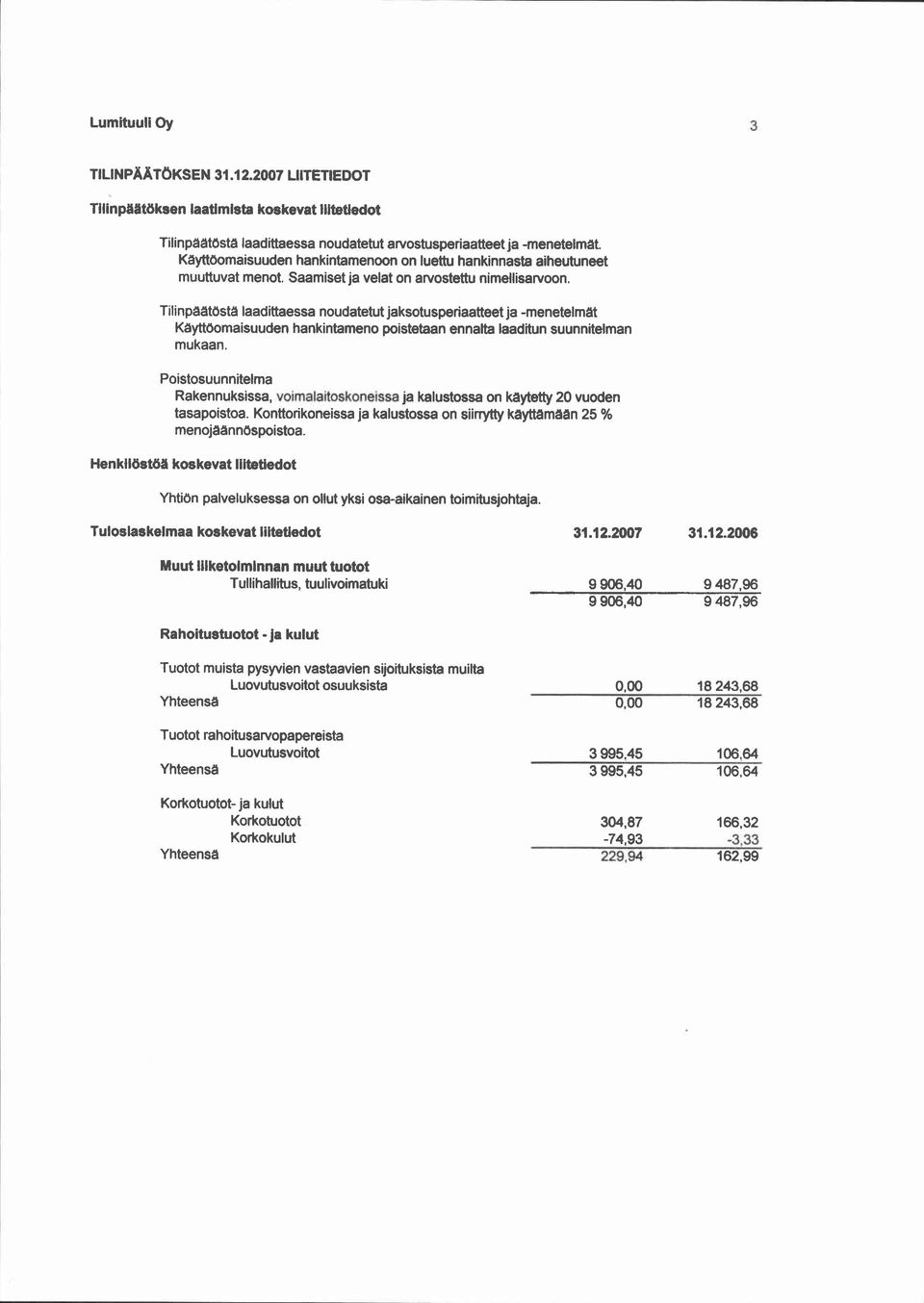 Tilinpaatosta hadiftaessa noudatetut jaksotusperiaafteet -menetelmat Kdytt0omaisuuden hankintameno poistetaan ennalta laaditun suunnitelman mukaan.