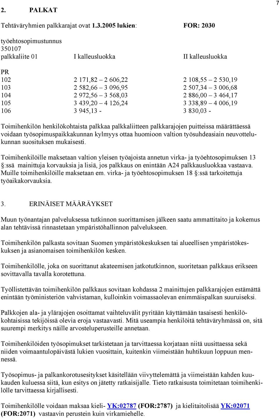 568,03 2 886,00 3 464,17 105 3 439,20 4 126,24 3 338,89 4 006,19 106 3 945,13-3 830,03 - Toimihenkilön henkilökohtaista palkkaa palkkaliitteen palkkarajojen puitteissa määrättäessä voidaan