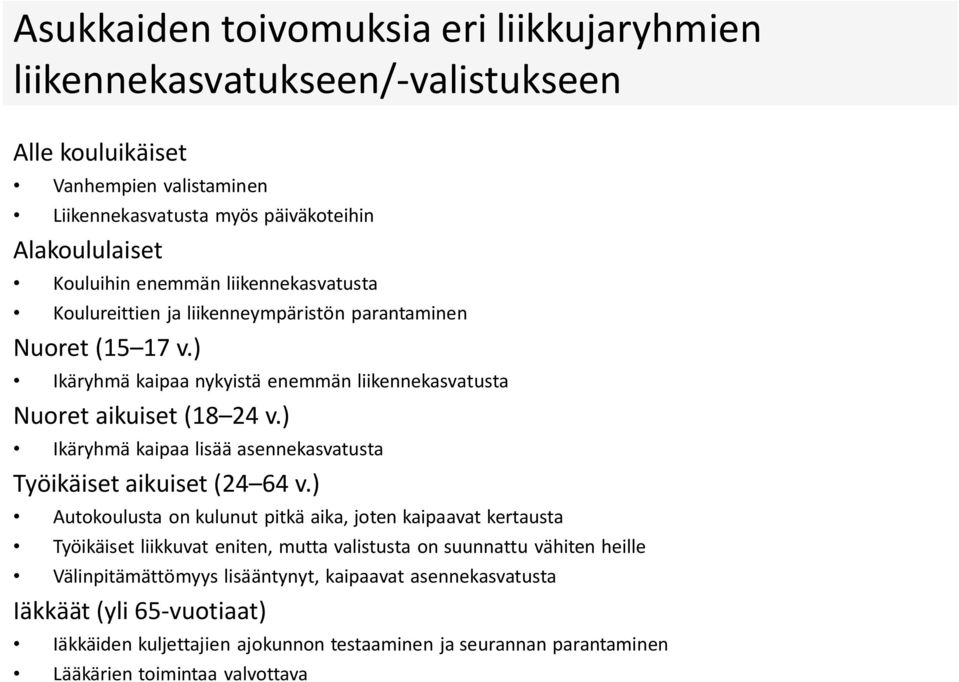 ) Ikäryhmä kaipaa lisää asennekasvatusta Työikäiset aikuiset (24 64 v.