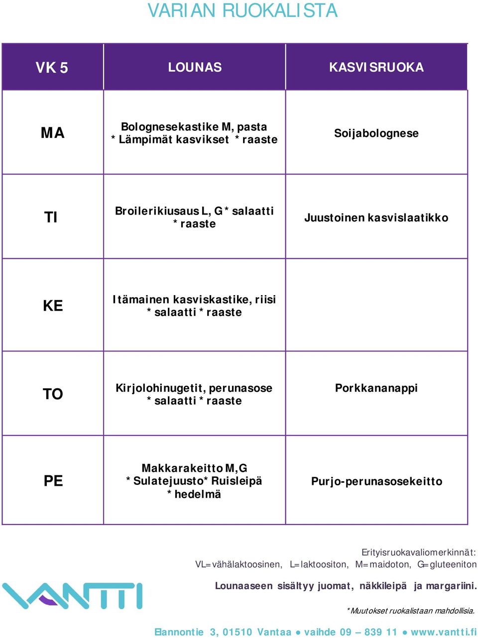 Itämainen kasviskastike, riisi *salaatti *raaste Kirjolohinugetit, perunasose