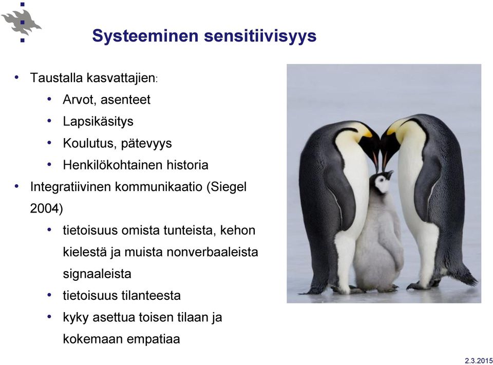 2004) tietoisuus omista tunteista, kehon kielestä ja muista nonverbaaleista