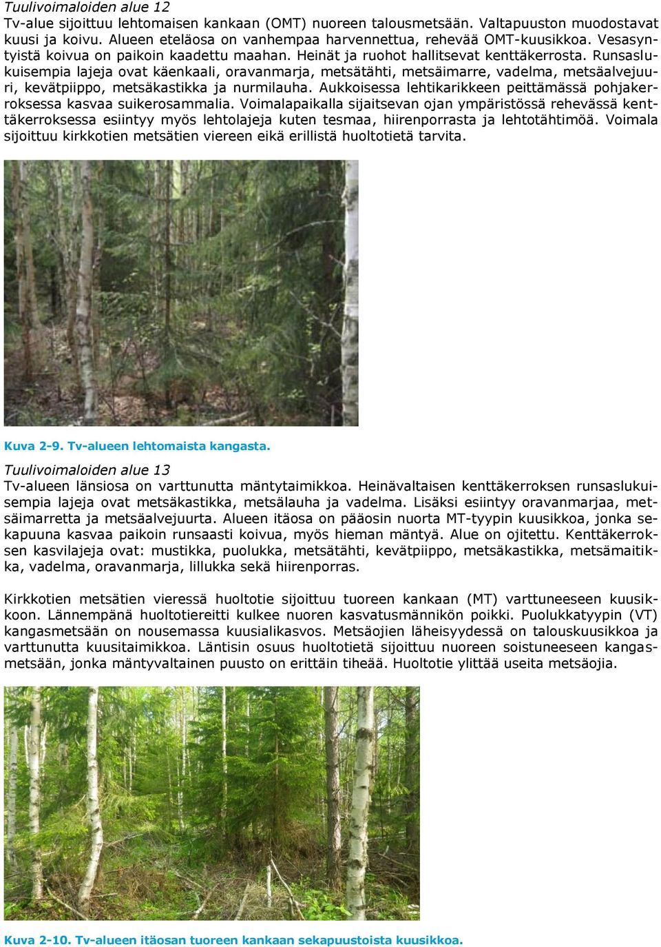 Runsaslukuisempia lajeja ovat käenkaali, oravanmarja, metsätähti, metsäimarre, vadelma, metsäalvejuuri, kevätpiippo, metsäkastikka ja nurmilauha.