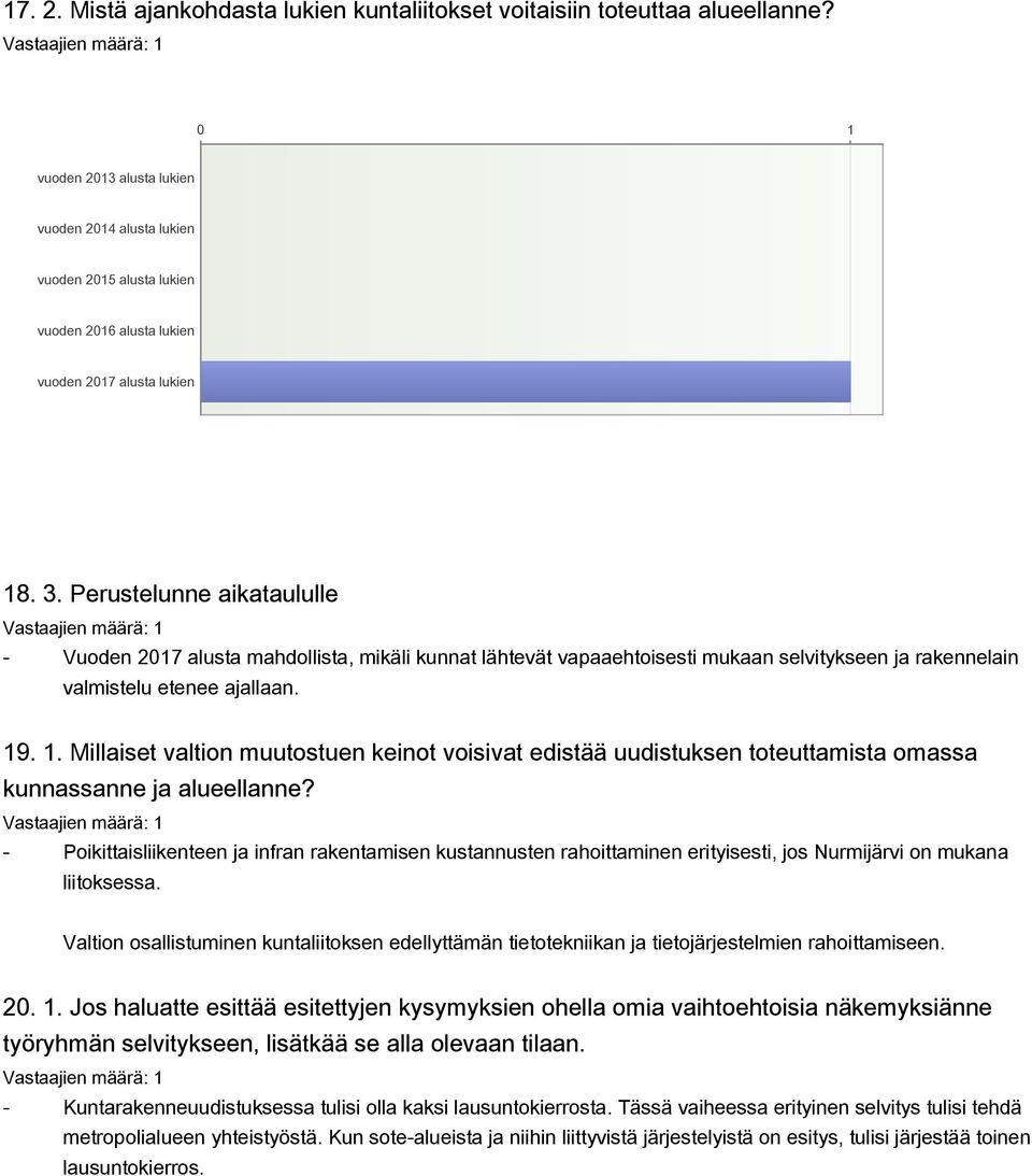 Perustelunne aikataululle Vuoden 2017 alusta mahdollista, mikäli kunnat lähtevät vapaaehtoisesti mukaan selvitykseen ja rakennelain valmistelu etenee ajallaan. 19