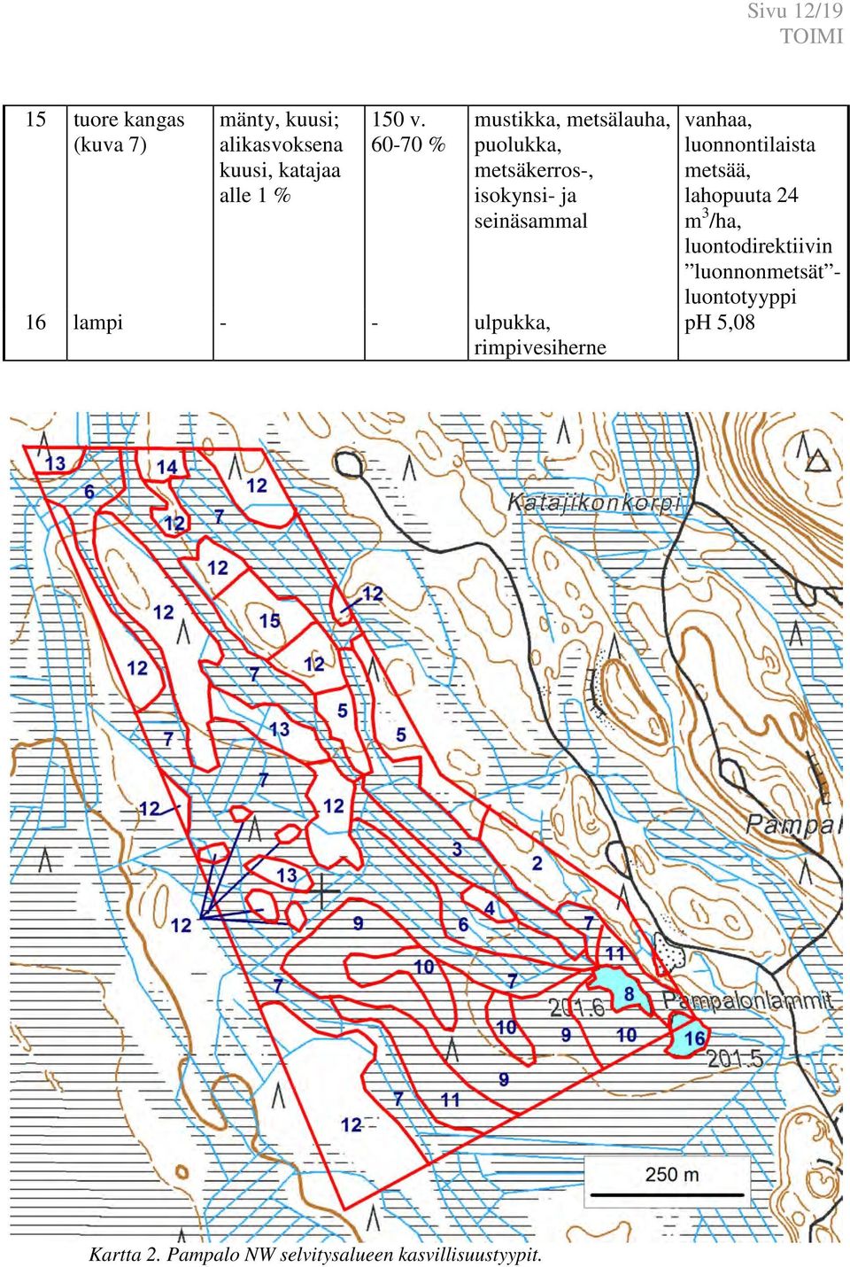 - ulpukka, rimpivesiherne vanhaa, luonnontilaista metsää, lahopuuta 24 m 3 /ha,