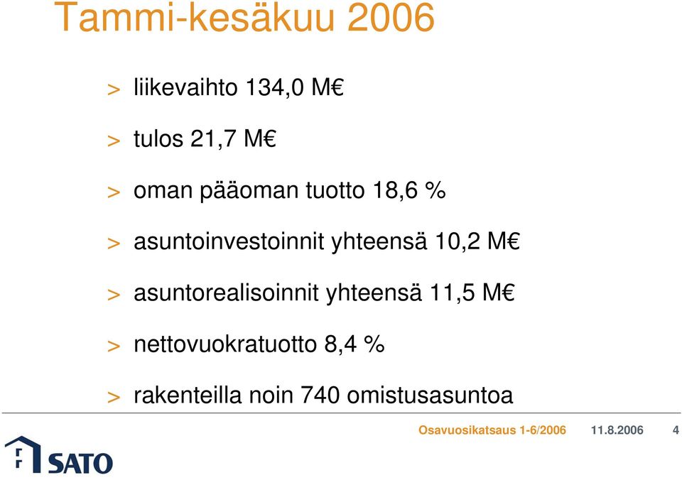 yhteensä 10,2 M > asuntorealisoinnit yhteensä 11,5 M >