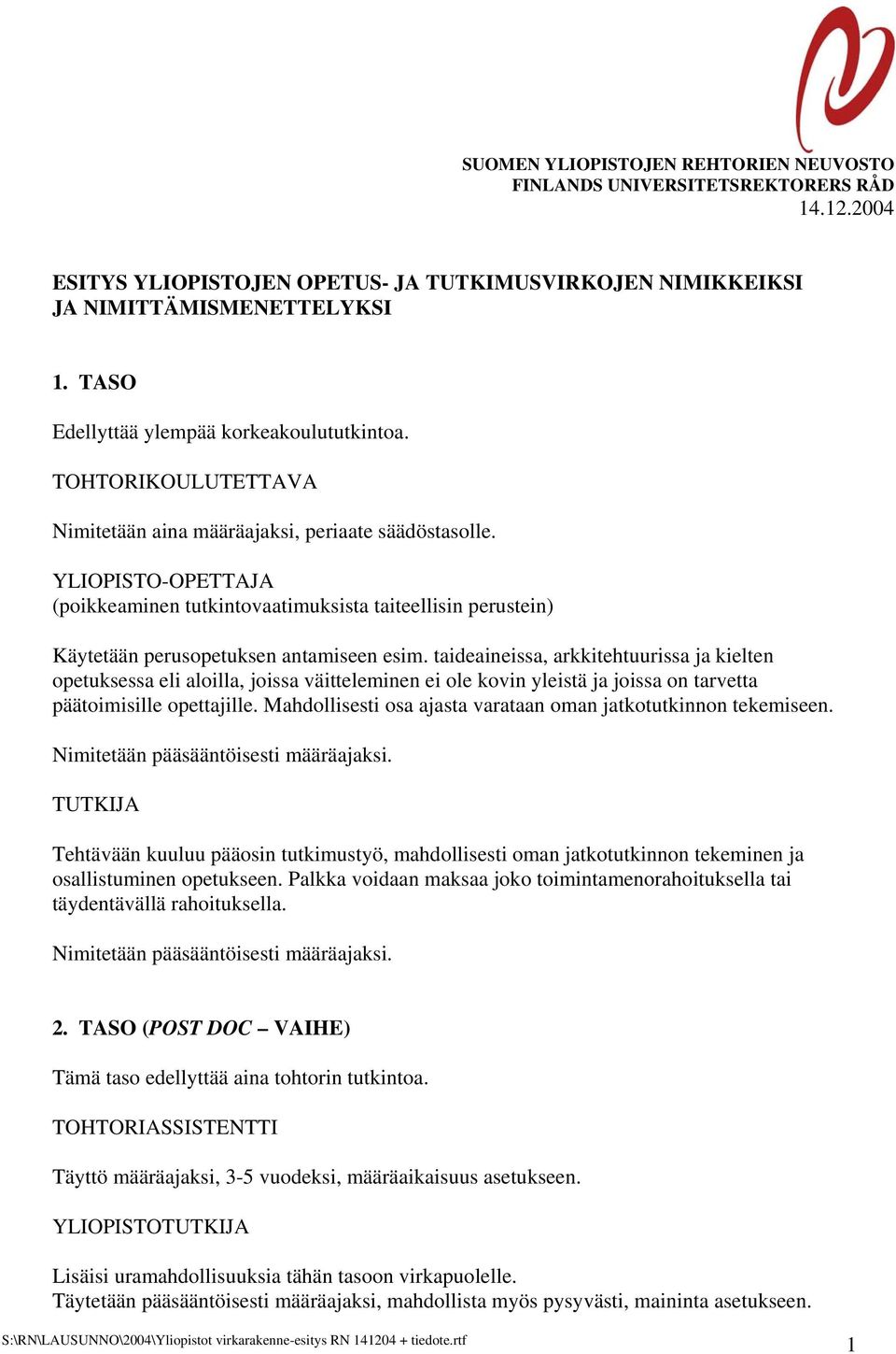 YLIOPISTO-OPETTAJA (poikkeaminen tutkintovaatimuksista taiteellisin perustein) Käytetään perusopetuksen antamiseen esim.